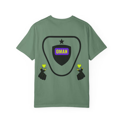 Oman Shield T-Shirt, Unisex Garment-Dyed Tee, Casual Wear, Travel Souvenir, Unique Gift, Everyday Comfort