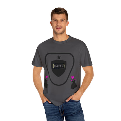 Qatar Pride Unisex Garment-Dyed T-Shirt, Casual Tee, LGBTQ+ Apparel, Sports Fan Gear, Gift for Him/Her/Friends
