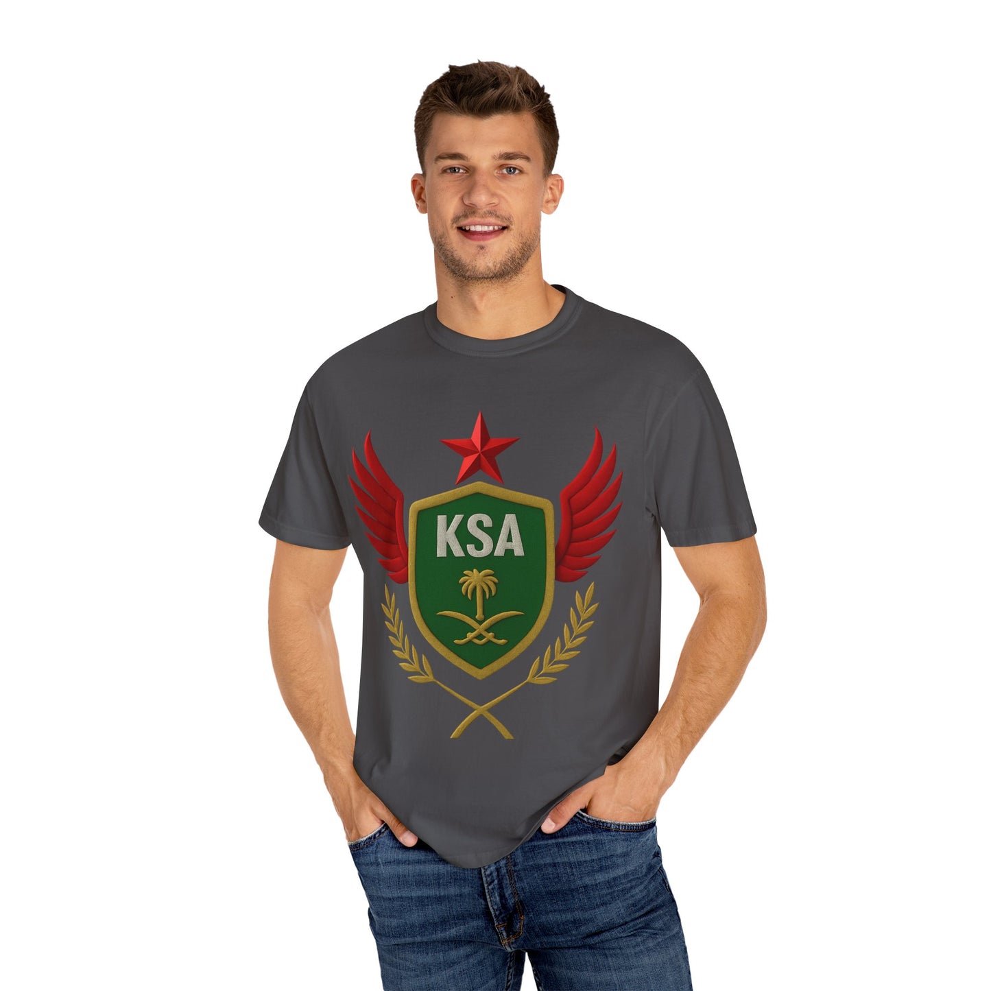 KSA Inspired Unisex Garment-Dyed T-shirt | Casual Style Tee, Graphic Shirt, Unique Design, Gift for Fans, Summer Fashion