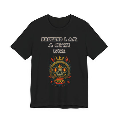 Scary Face Tee - Unisex Short Sleeve T-Shirt for Halloween, Casual Wear, Costume Parties, Fun Gifts, and Everyday Style