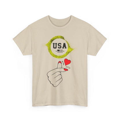 USA Love Graphic Tee, Unisex Cotton Shirt for Holidays, Gifts, Events, Patriotic Wear, Fun Fashion