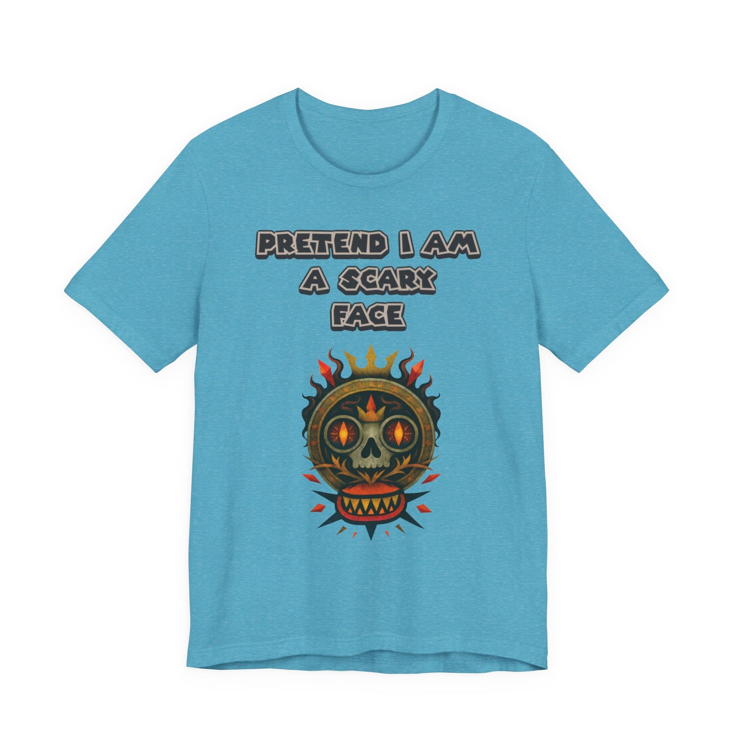 Scary Face Tee - Unisex Short Sleeve T-Shirt for Halloween, Casual Wear, Costume Parties, Fun Gifts, and Everyday Style