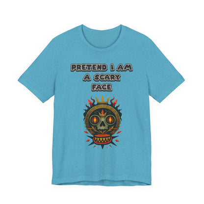 Scary Face Tee - Unisex Short Sleeve T-Shirt for Halloween, Casual Wear, Costume Parties, Fun Gifts, and Everyday Style