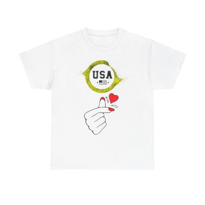 USA Love Graphic Tee, Unisex Cotton Shirt for Holidays, Gifts, Events, Patriotic Wear, Fun Fashion
