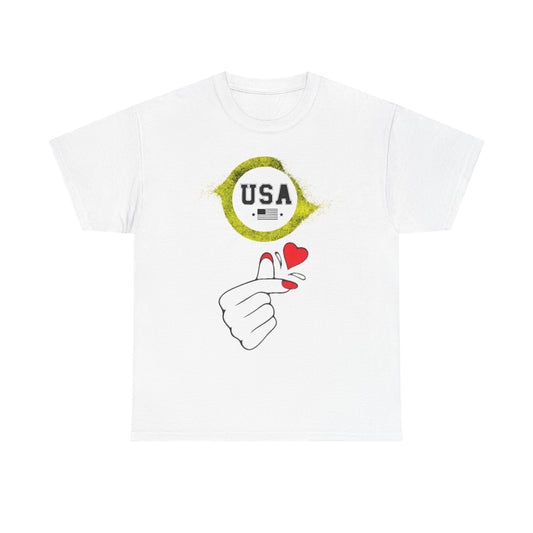 USA Love Graphic Tee, Unisex Cotton Shirt for Holidays, Gifts, Events, Patriotic Wear, Fun Fashion