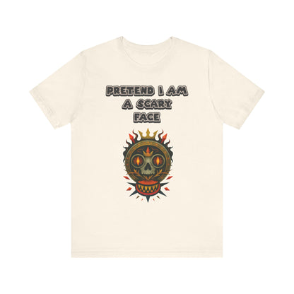 Scary Face Tee - Unisex Short Sleeve T-Shirt for Halloween, Casual Wear, Costume Parties, Fun Gifts, and Everyday Style