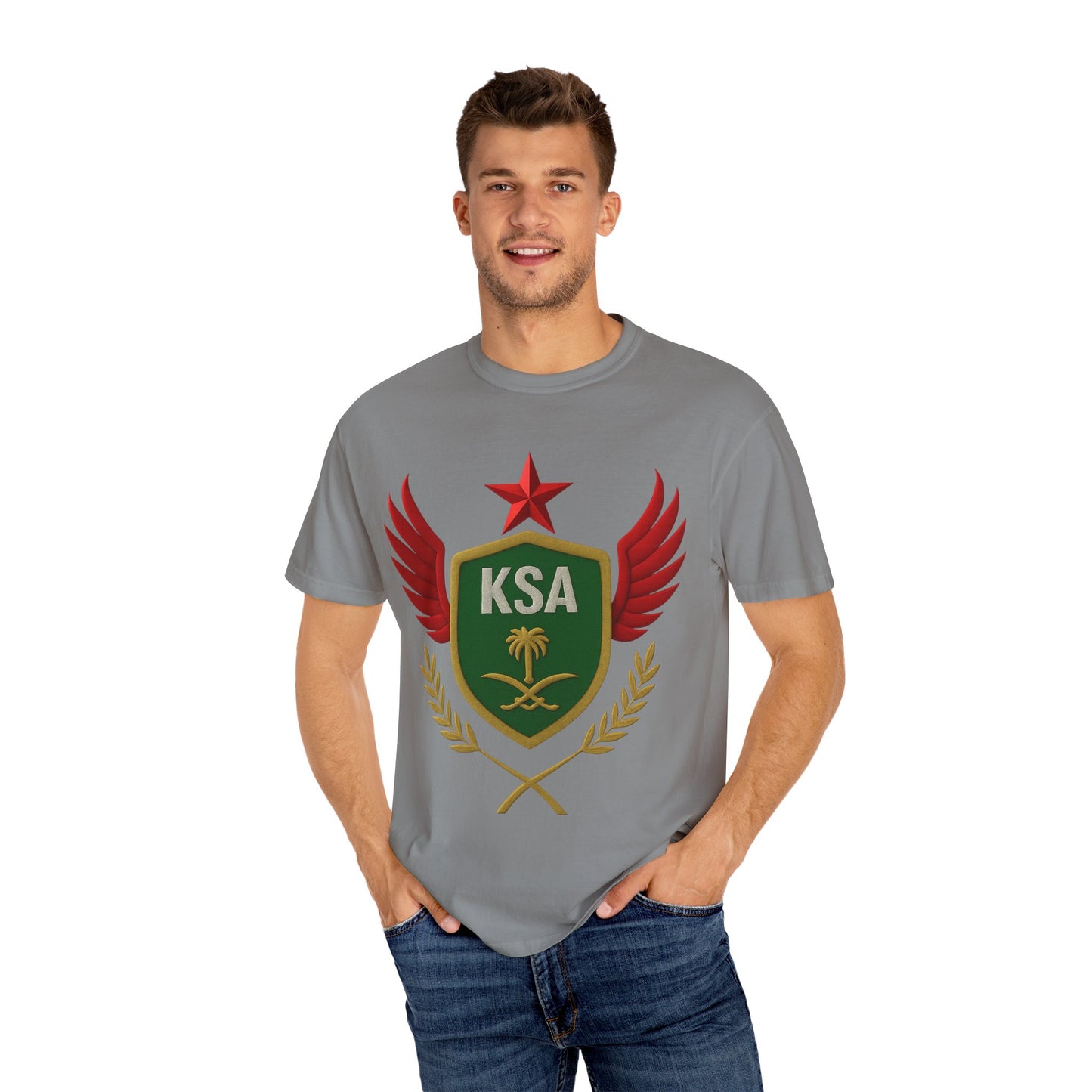 KSA Inspired Unisex Garment-Dyed T-shirt | Casual Style Tee, Graphic Shirt, Unique Design, Gift for Fans, Summer Fashion