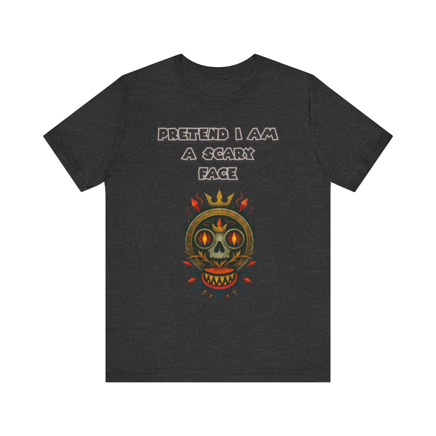 Scary Face Tee - Unisex Short Sleeve T-Shirt for Halloween, Casual Wear, Costume Parties, Fun Gifts, and Everyday Style