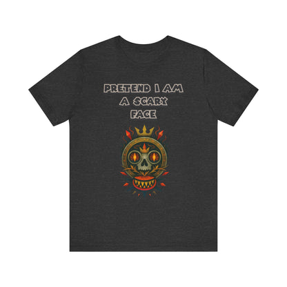 Scary Face Tee - Unisex Short Sleeve T-Shirt for Halloween, Casual Wear, Costume Parties, Fun Gifts, and Everyday Style