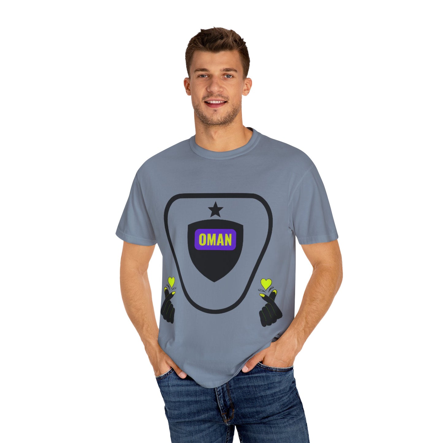 Oman Shield T-Shirt, Unisex Garment-Dyed Tee, Casual Wear, Travel Souvenir, Unique Gift, Everyday Comfort