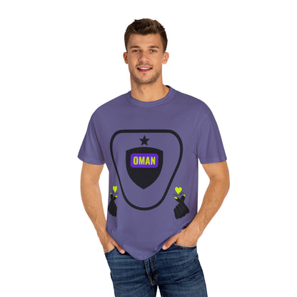 Oman Shield T-Shirt, Unisex Garment-Dyed Tee, Casual Wear, Travel Souvenir, Unique Gift, Everyday Comfort