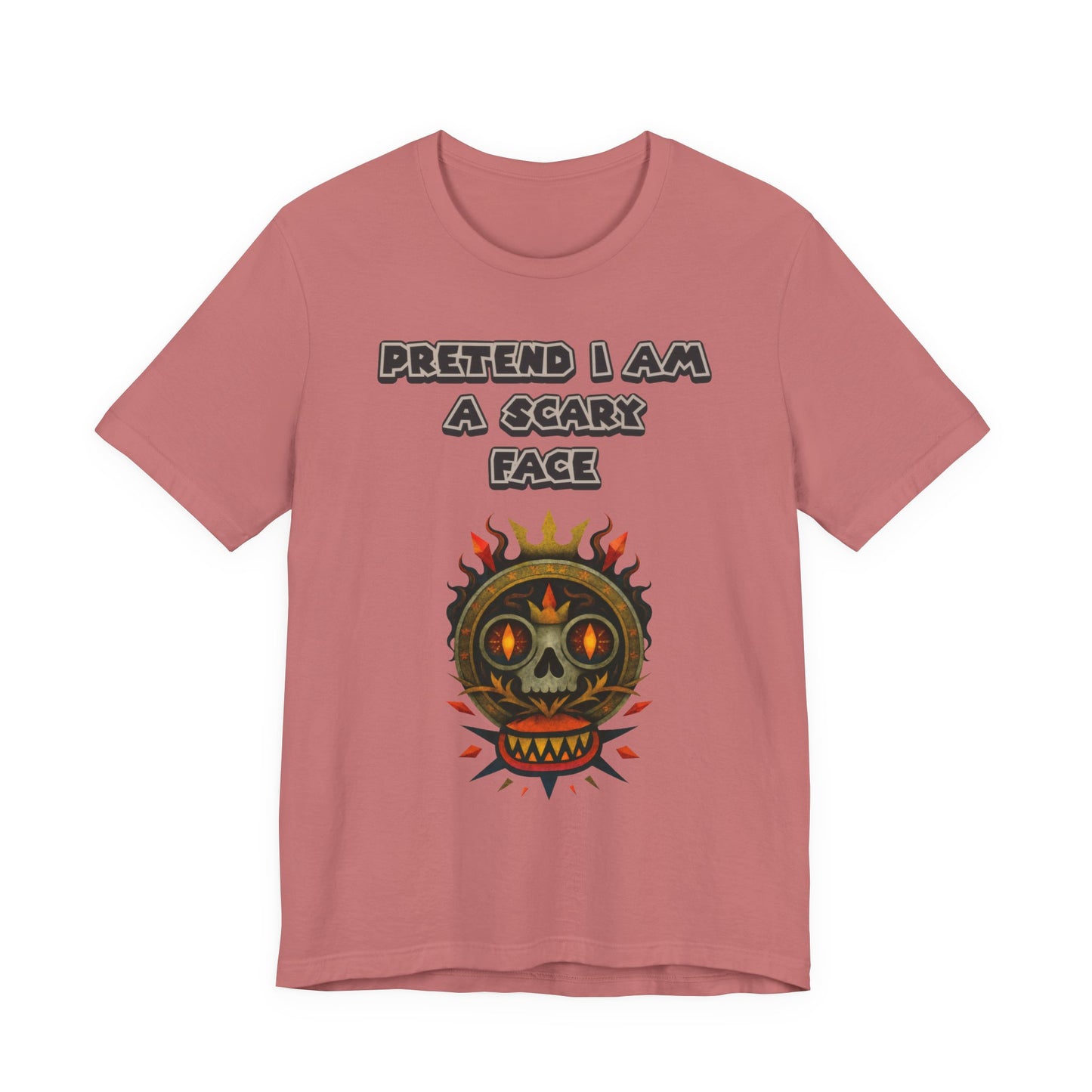 Scary Face Tee - Unisex Short Sleeve T-Shirt for Halloween, Casual Wear, Costume Parties, Fun Gifts, and Everyday Style