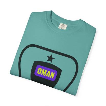 Oman Shield T-Shirt, Unisex Garment-Dyed Tee, Casual Wear, Travel Souvenir, Unique Gift, Everyday Comfort