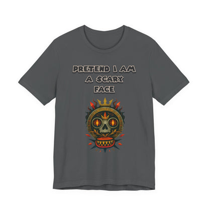 Scary Face Tee - Unisex Short Sleeve T-Shirt for Halloween, Casual Wear, Costume Parties, Fun Gifts, and Everyday Style