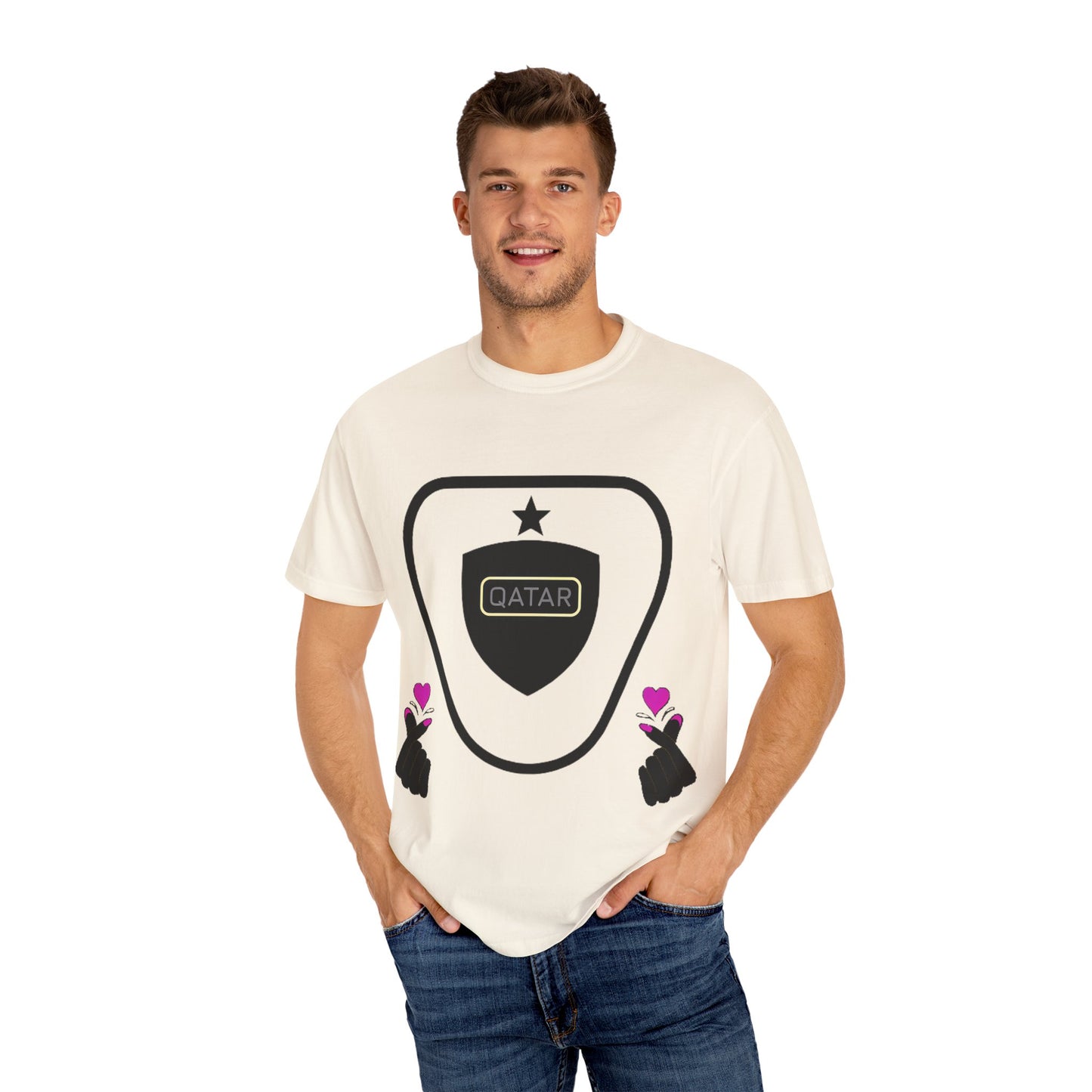 Qatar Pride Unisex Garment-Dyed T-Shirt, Casual Tee, LGBTQ+ Apparel, Sports Fan Gear, Gift for Him/Her/Friends