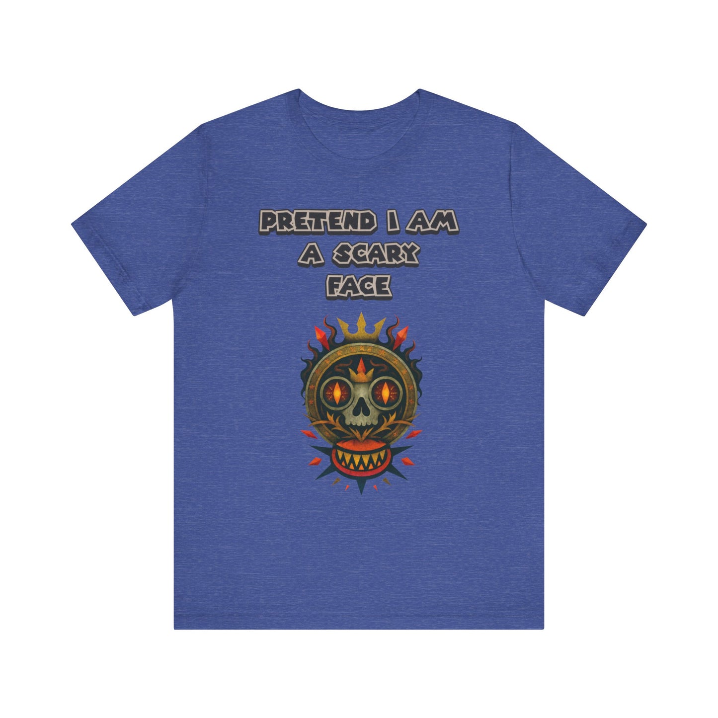Scary Face Tee - Unisex Short Sleeve T-Shirt for Halloween, Casual Wear, Costume Parties, Fun Gifts, and Everyday Style