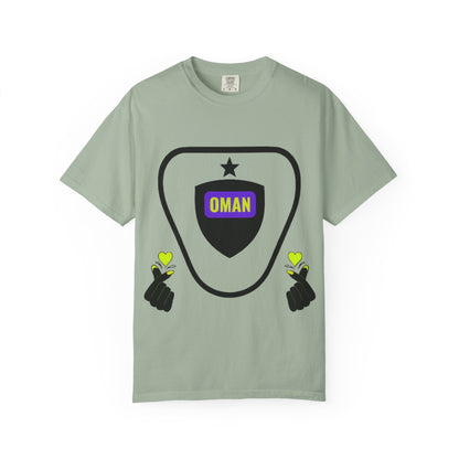 Oman Shield T-Shirt, Unisex Garment-Dyed Tee, Casual Wear, Travel Souvenir, Unique Gift, Everyday Comfort