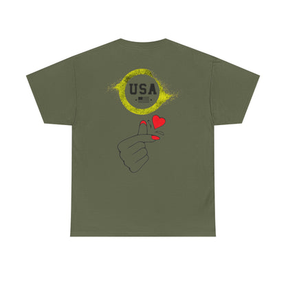 USA Love Graphic Tee, Unisex Cotton Shirt for Holidays, Gifts, Events, Patriotic Wear, Fun Fashion