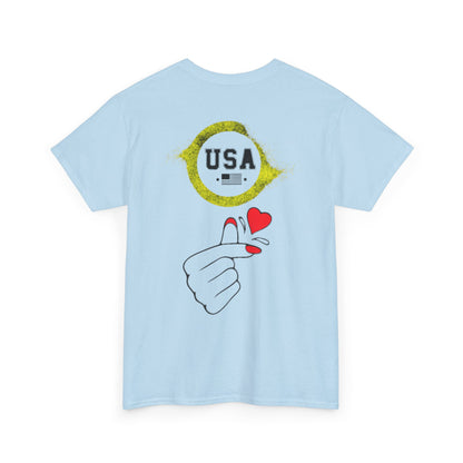 USA Love Graphic Tee, Unisex Cotton Shirt for Holidays, Gifts, Events, Patriotic Wear, Fun Fashion