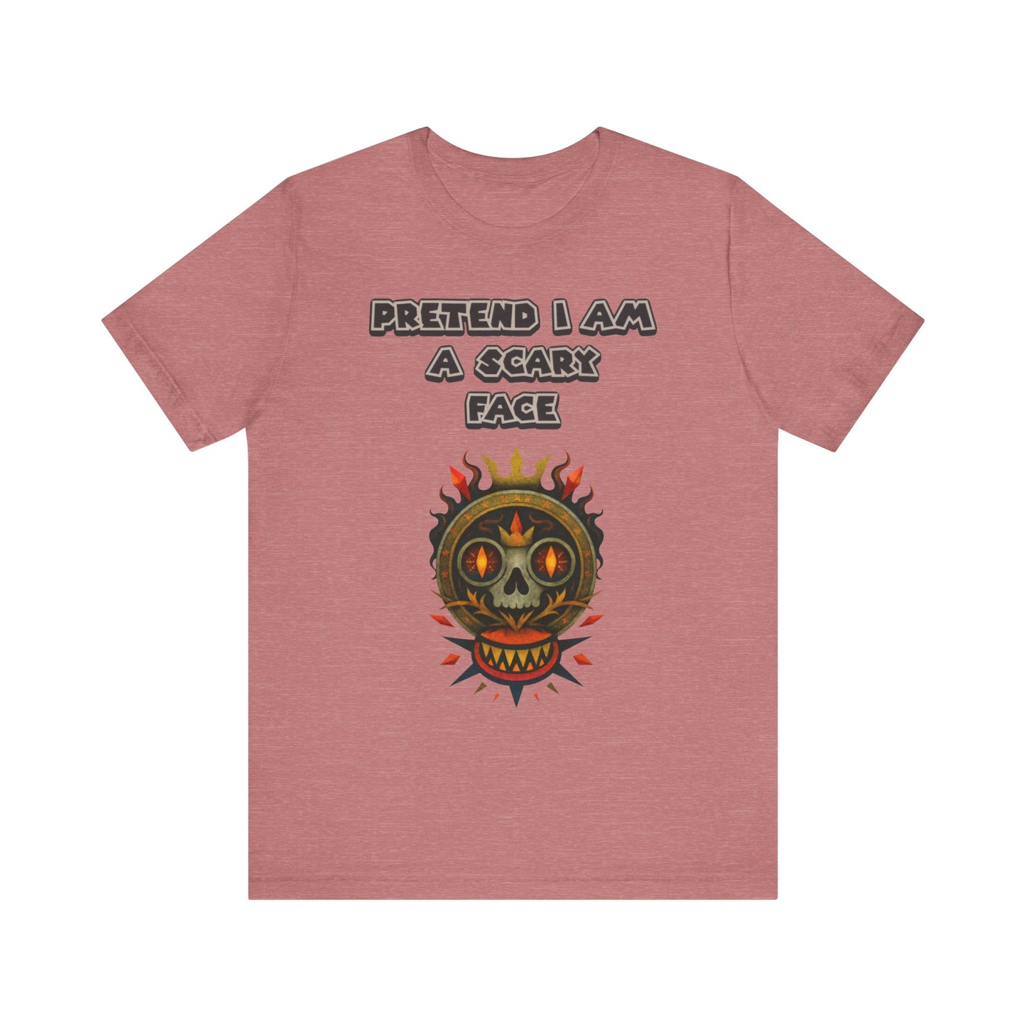 Scary Face Tee - Unisex Short Sleeve T-Shirt for Halloween, Casual Wear, Costume Parties, Fun Gifts, and Everyday Style