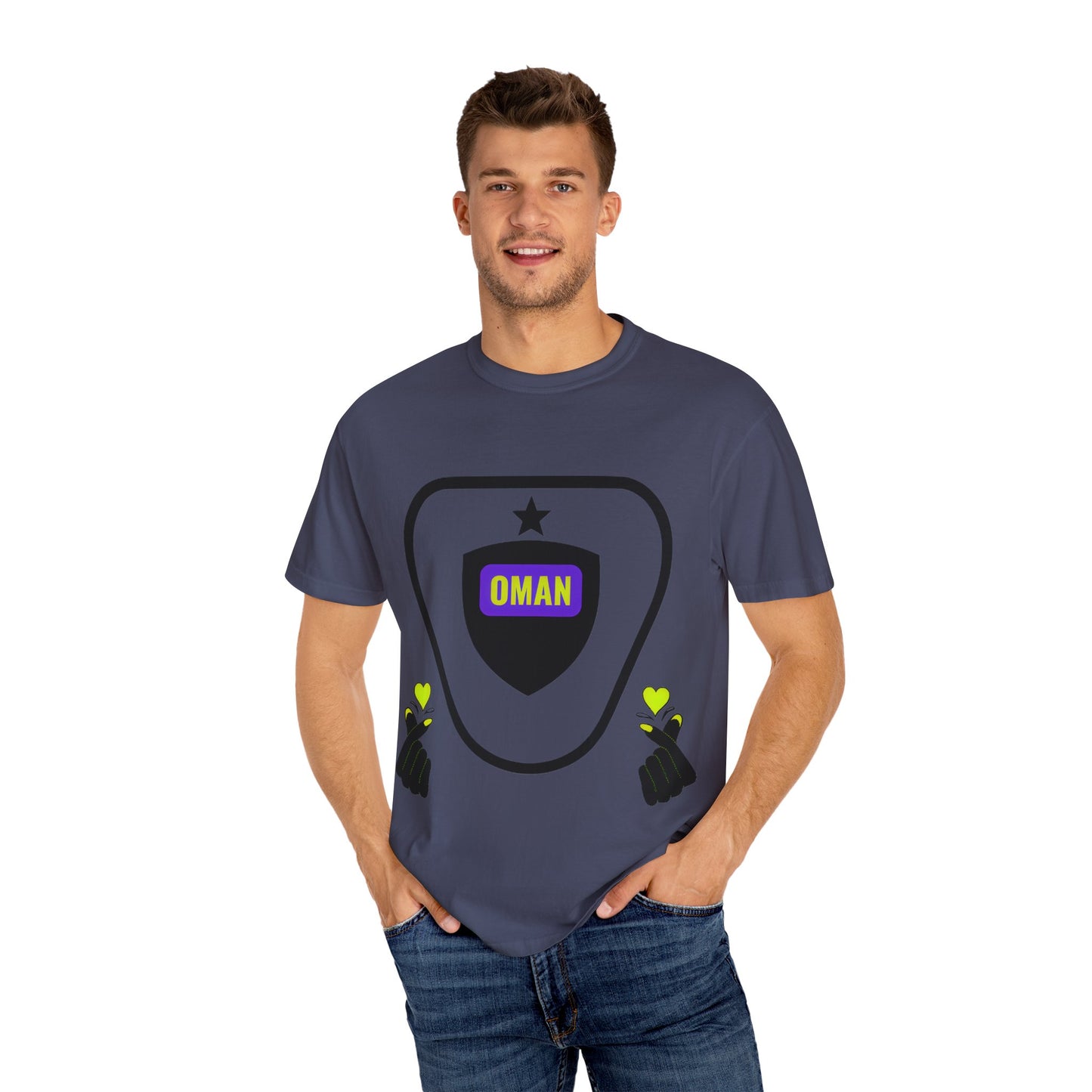 Oman Shield T-Shirt, Unisex Garment-Dyed Tee, Casual Wear, Travel Souvenir, Unique Gift, Everyday Comfort