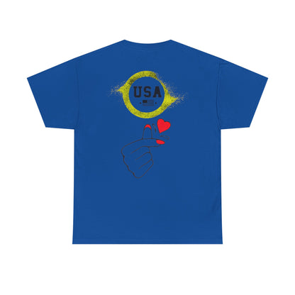 USA Love Graphic Tee, Unisex Cotton Shirt for Holidays, Gifts, Events, Patriotic Wear, Fun Fashion