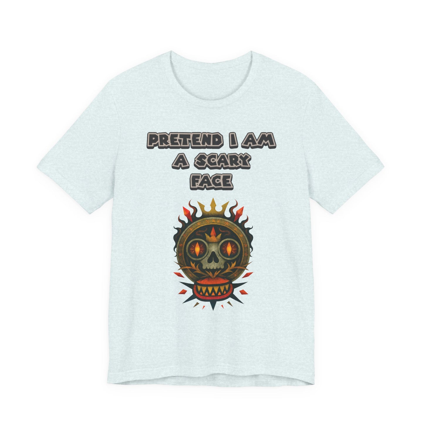 Scary Face Tee - Unisex Short Sleeve T-Shirt for Halloween, Casual Wear, Costume Parties, Fun Gifts, and Everyday Style