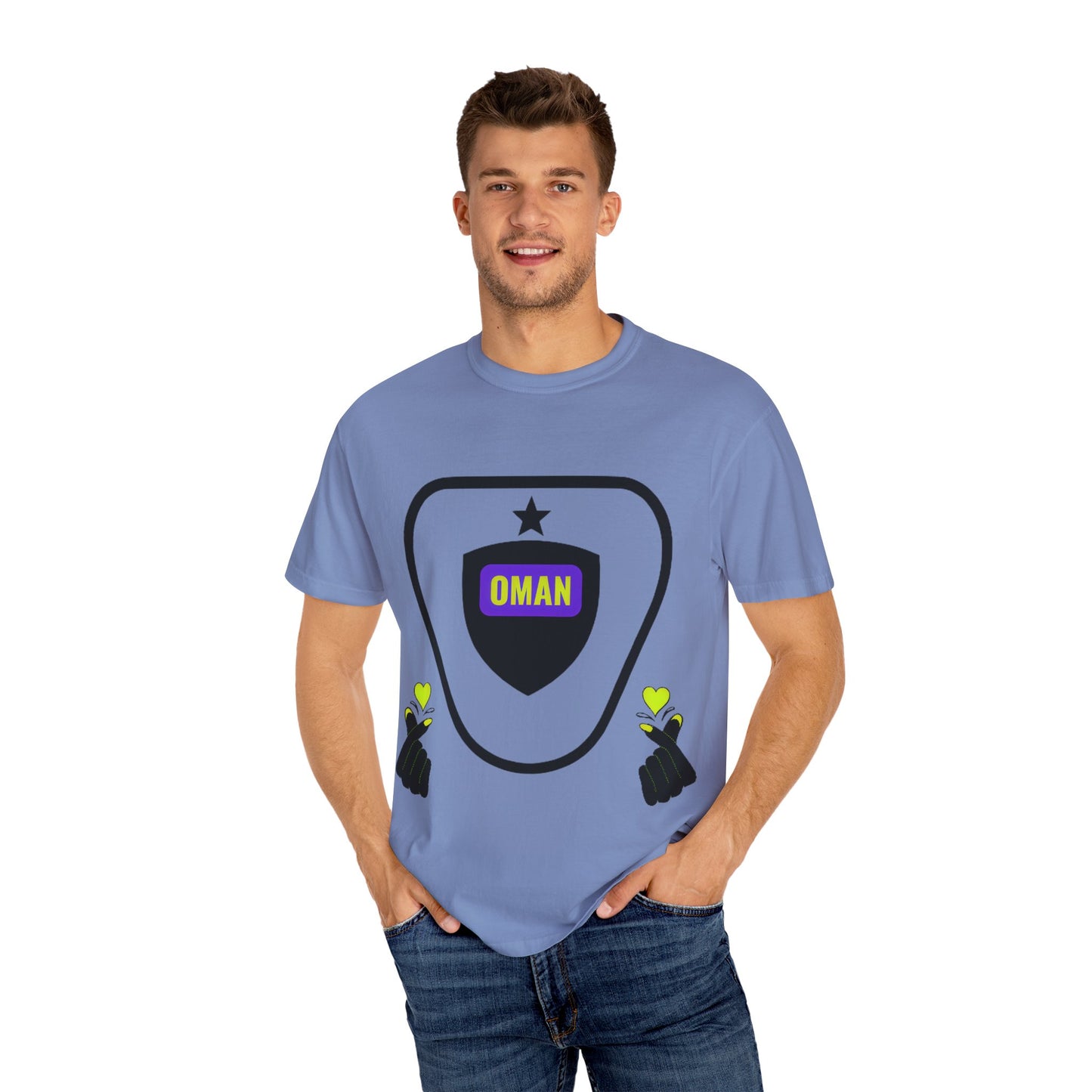 Oman Shield T-Shirt, Unisex Garment-Dyed Tee, Casual Wear, Travel Souvenir, Unique Gift, Everyday Comfort