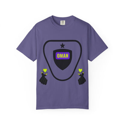 Oman Shield T-Shirt, Unisex Garment-Dyed Tee, Casual Wear, Travel Souvenir, Unique Gift, Everyday Comfort