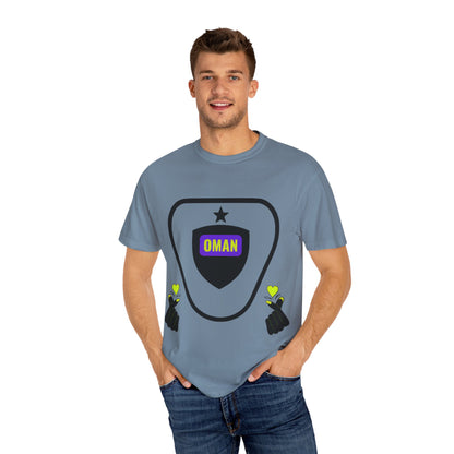 Oman Shield T-Shirt, Unisex Garment-Dyed Tee, Casual Wear, Travel Souvenir, Unique Gift, Everyday Comfort