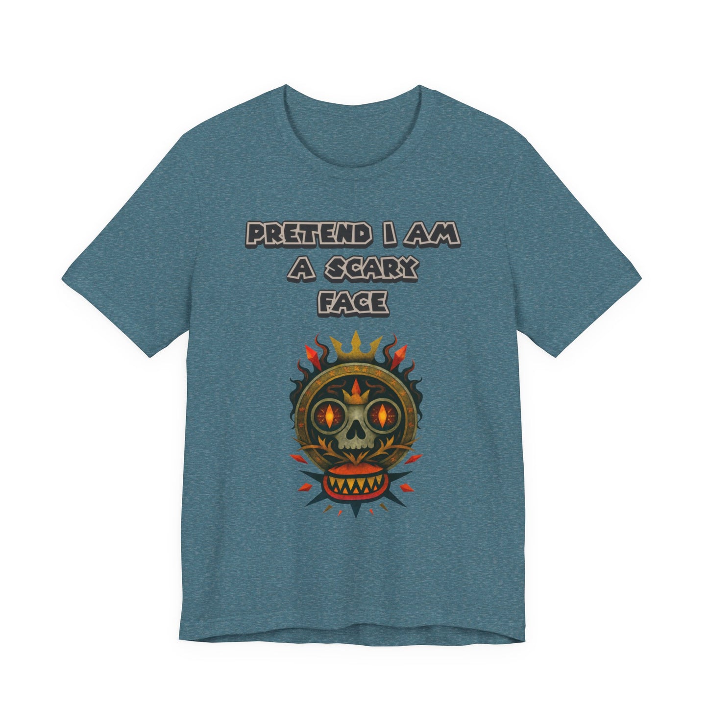 Scary Face Tee - Unisex Short Sleeve T-Shirt for Halloween, Casual Wear, Costume Parties, Fun Gifts, and Everyday Style