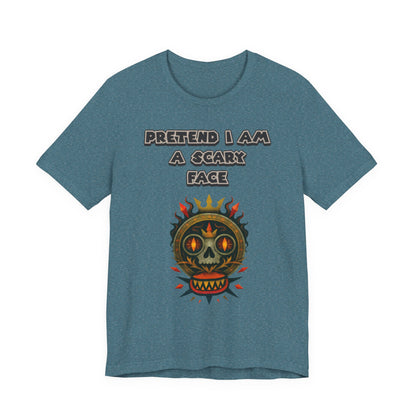 Scary Face Tee - Unisex Short Sleeve T-Shirt for Halloween, Casual Wear, Costume Parties, Fun Gifts, and Everyday Style