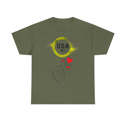 USA Love Graphic Tee, Unisex Cotton Shirt for Holidays, Gifts, Events, Patriotic Wear, Fun Fashion