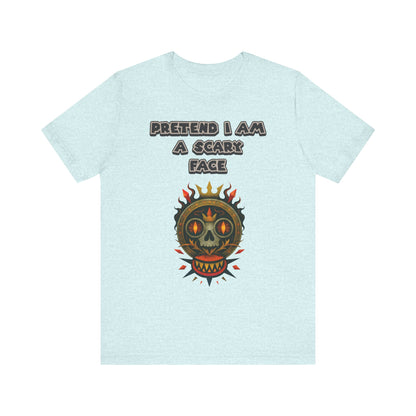 Scary Face Tee - Unisex Short Sleeve T-Shirt for Halloween, Casual Wear, Costume Parties, Fun Gifts, and Everyday Style