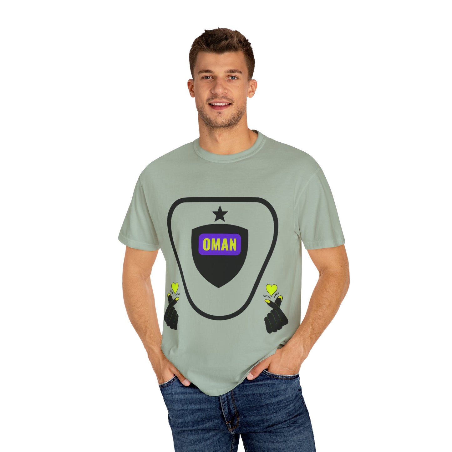 Oman Shield T-Shirt, Unisex Garment-Dyed Tee, Casual Wear, Travel Souvenir, Unique Gift, Everyday Comfort