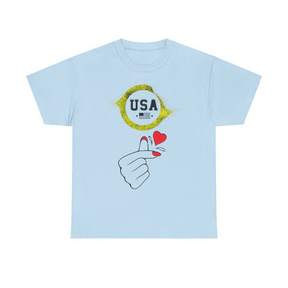 USA Love Graphic Tee, Unisex Cotton Shirt for Holidays, Gifts, Events, Patriotic Wear, Fun Fashion