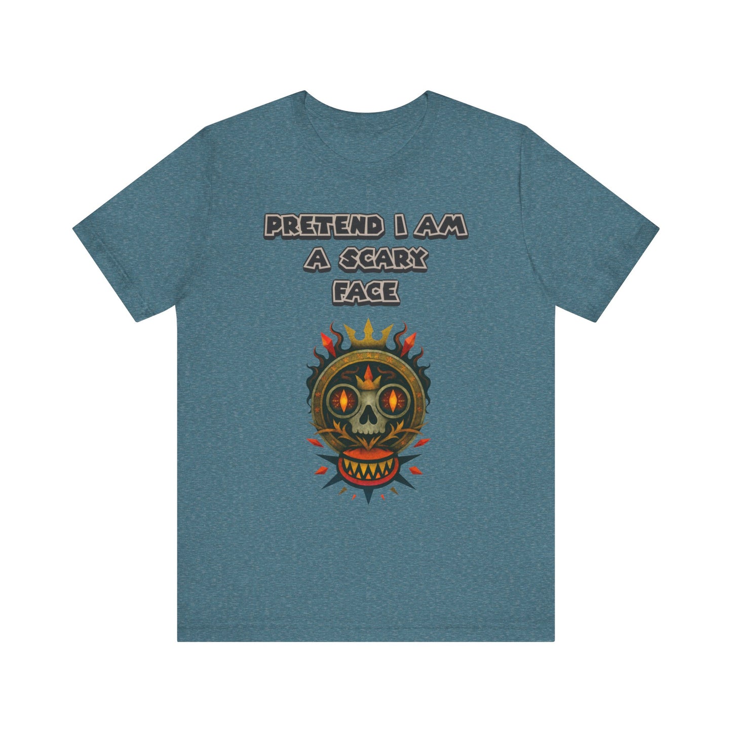 Scary Face Tee - Unisex Short Sleeve T-Shirt for Halloween, Casual Wear, Costume Parties, Fun Gifts, and Everyday Style