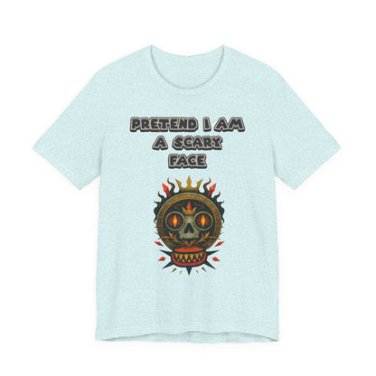 Scary Face Tee - Unisex Short Sleeve T-Shirt for Halloween, Casual Wear, Costume Parties, Fun Gifts, and Everyday Style