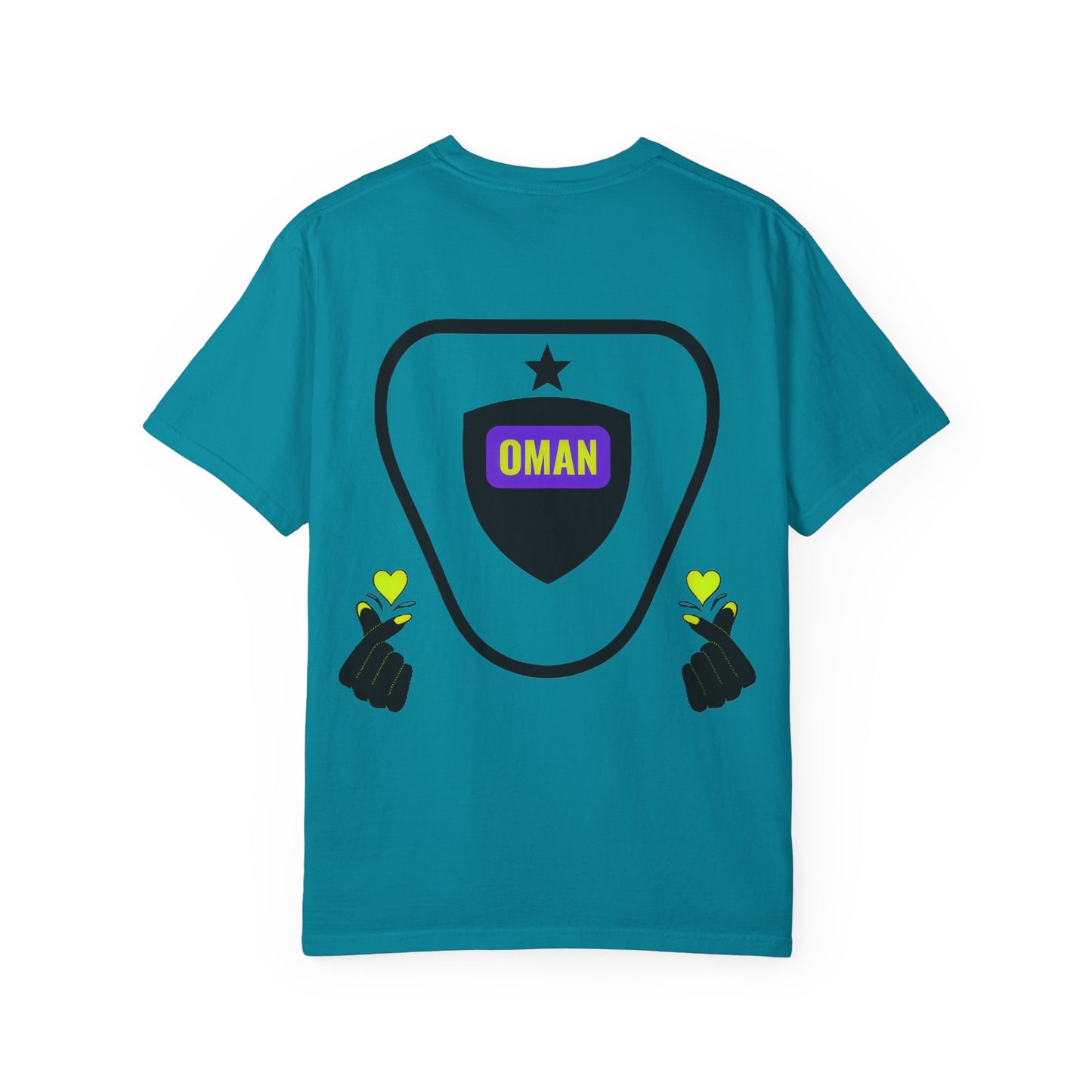 Oman Shield T-Shirt, Unisex Garment-Dyed Tee, Casual Wear, Travel Souvenir, Unique Gift, Everyday Comfort