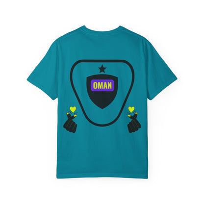 Oman Shield T-Shirt, Unisex Garment-Dyed Tee, Casual Wear, Travel Souvenir, Unique Gift, Everyday Comfort