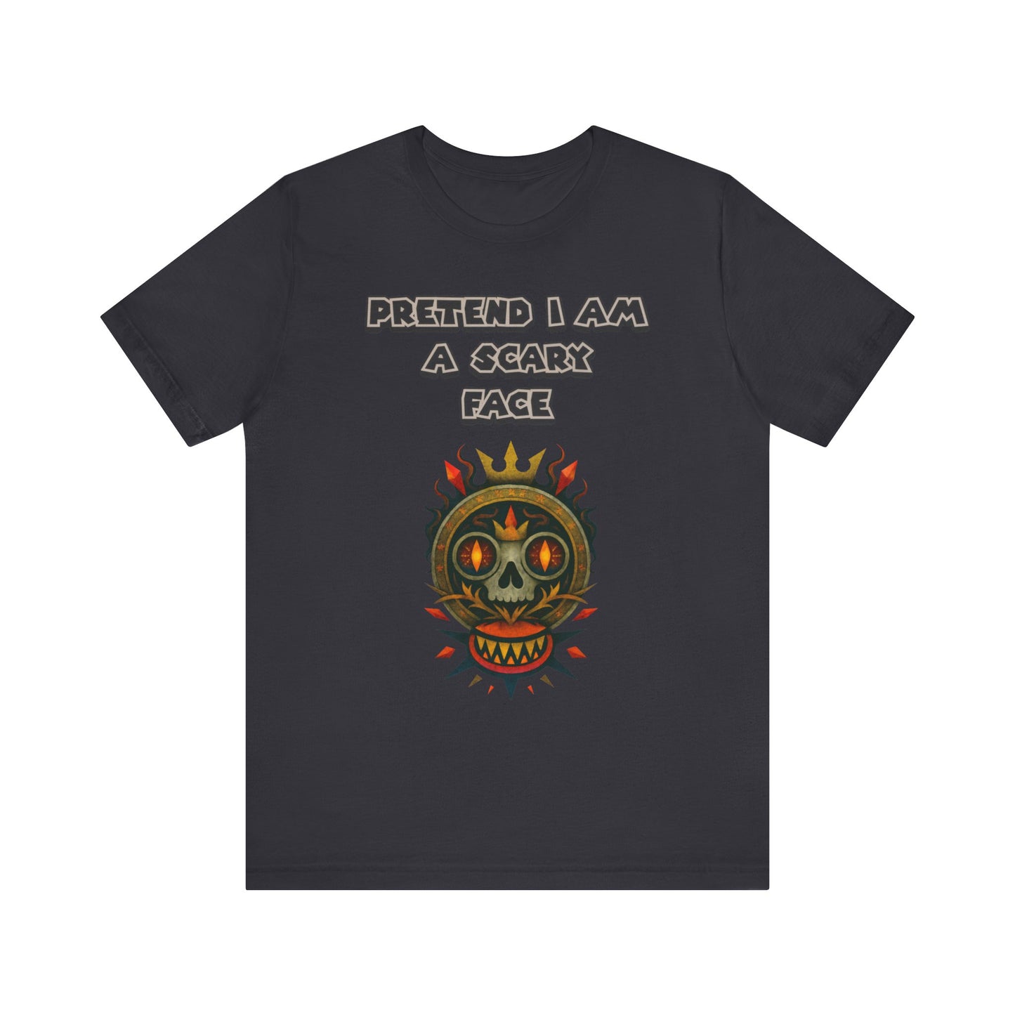 Scary Face Tee - Unisex Short Sleeve T-Shirt for Halloween, Casual Wear, Costume Parties, Fun Gifts, and Everyday Style