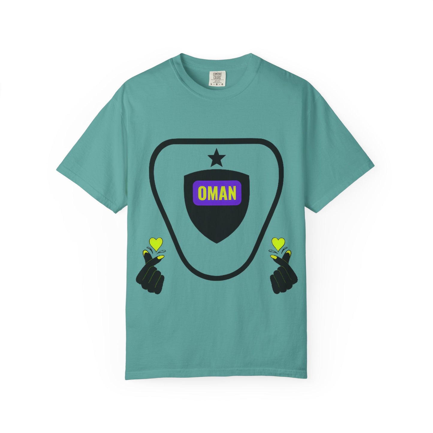 Oman Shield T-Shirt, Unisex Garment-Dyed Tee, Casual Wear, Travel Souvenir, Unique Gift, Everyday Comfort