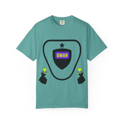 Oman Shield T-Shirt, Unisex Garment-Dyed Tee, Casual Wear, Travel Souvenir, Unique Gift, Everyday Comfort