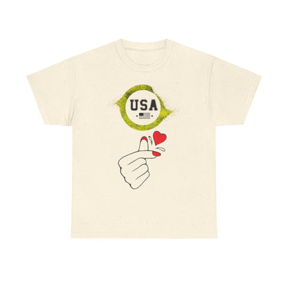 USA Love Graphic Tee, Unisex Cotton Shirt for Holidays, Gifts, Events, Patriotic Wear, Fun Fashion