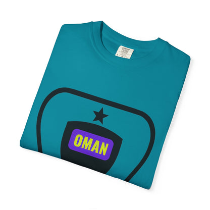 Oman Shield T-Shirt, Unisex Garment-Dyed Tee, Casual Wear, Travel Souvenir, Unique Gift, Everyday Comfort