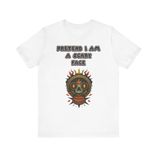 Scary Face Tee - Unisex Short Sleeve T-Shirt for Halloween, Casual Wear, Costume Parties, Fun Gifts, and Everyday Style