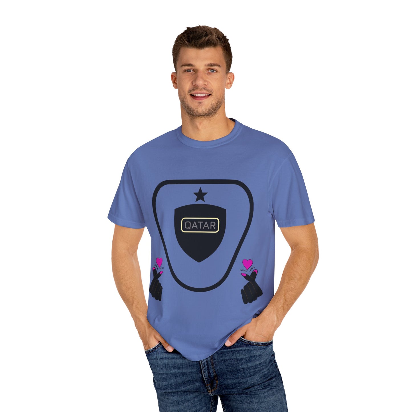 Qatar Pride Unisex Garment-Dyed T-Shirt, Casual Tee, LGBTQ+ Apparel, Sports Fan Gear, Gift for Him/Her/Friends