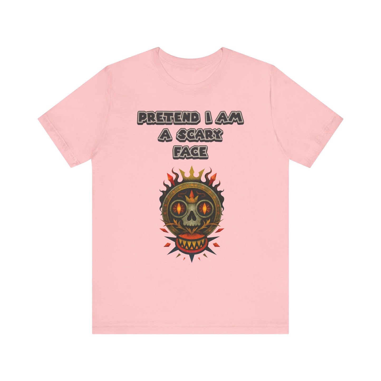 Scary Face Tee - Unisex Short Sleeve T-Shirt for Halloween, Casual Wear, Costume Parties, Fun Gifts, and Everyday Style