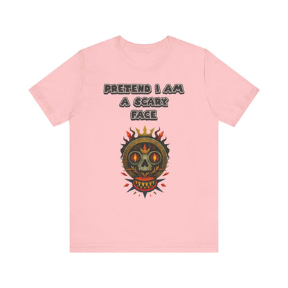 Scary Face Tee - Unisex Short Sleeve T-Shirt for Halloween, Casual Wear, Costume Parties, Fun Gifts, and Everyday Style