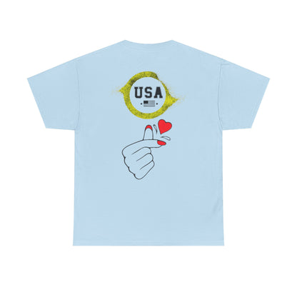 USA Love Graphic Tee, Unisex Cotton Shirt for Holidays, Gifts, Events, Patriotic Wear, Fun Fashion